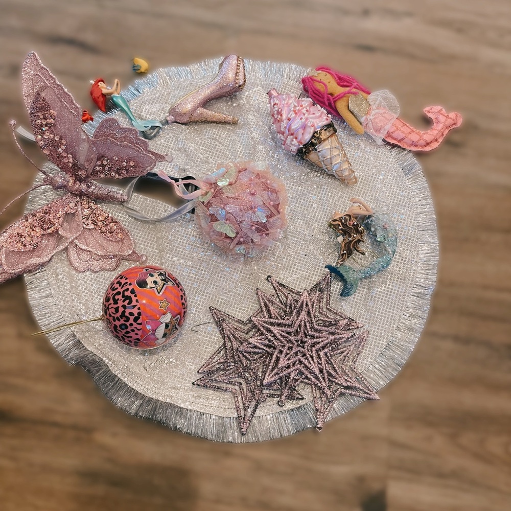 Assorted Pink and Glitter Ornaments